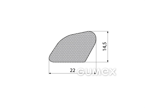 Mikroporézny profil tvarový, 14,5x22mm, hustota 500kg/m3, EPDM, -30°C/+80°C, čierny
